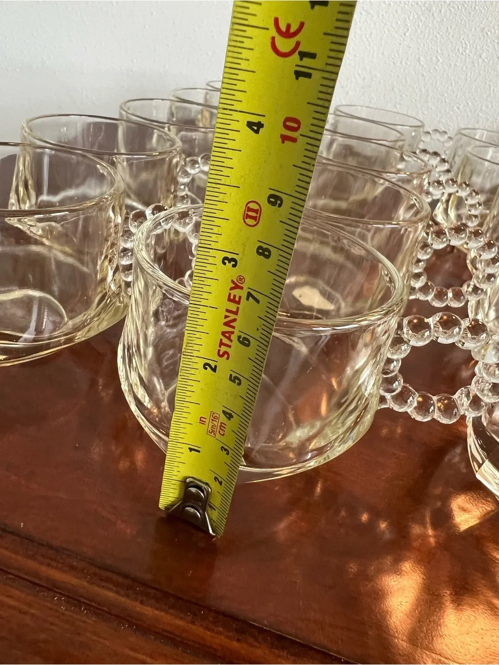 Clear Beaded Handle Dessert Cups — Set of 19